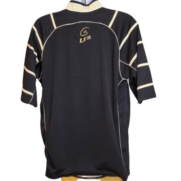Live For Rugby Mens Retro Ireland S/S Rugby Jersey Size XL Black w/Beige - Picture 2 of 12